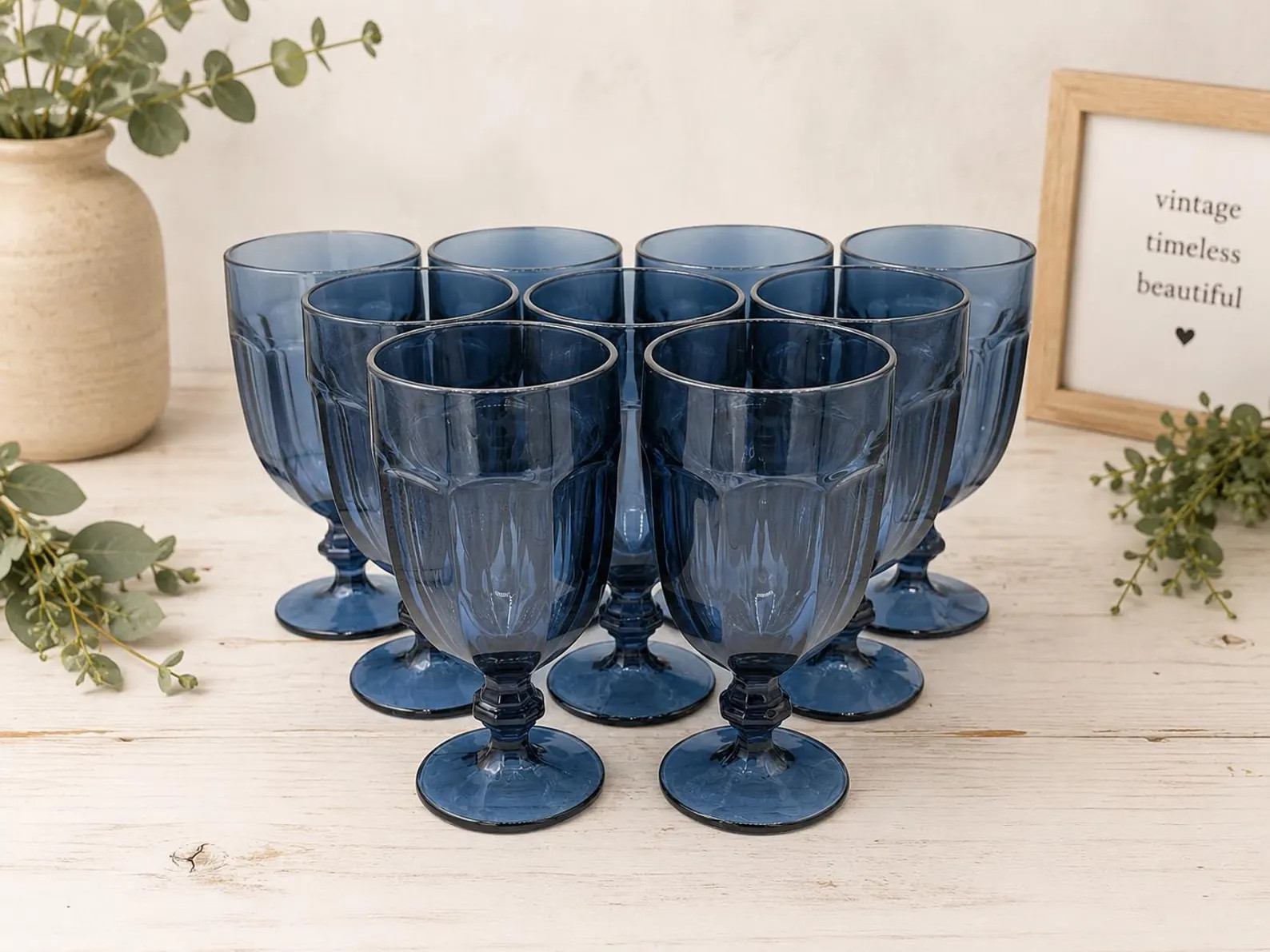 Vintage Libbey Gibraltar Water Goblets – Dusky Blue Footed Stemware Set (9) | Etsy (Global)