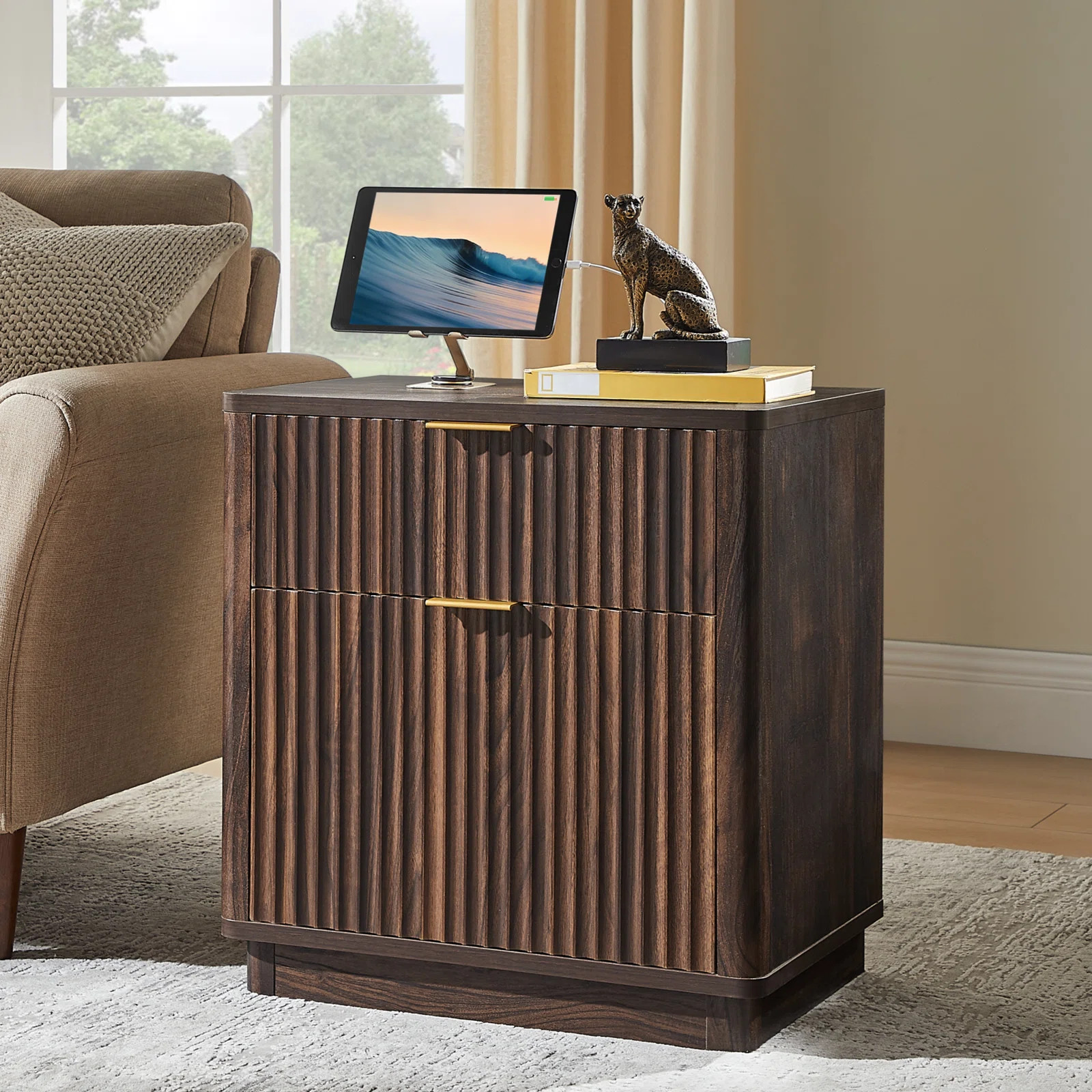 23'' Fluted Nightstand With Mid-Century Modern | Wayfair North America