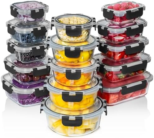 Razab 30 PC Glass Food Storage Containers with Lids - Reusable Glass Meal Prep Containers for Lun... | Amazon (US)