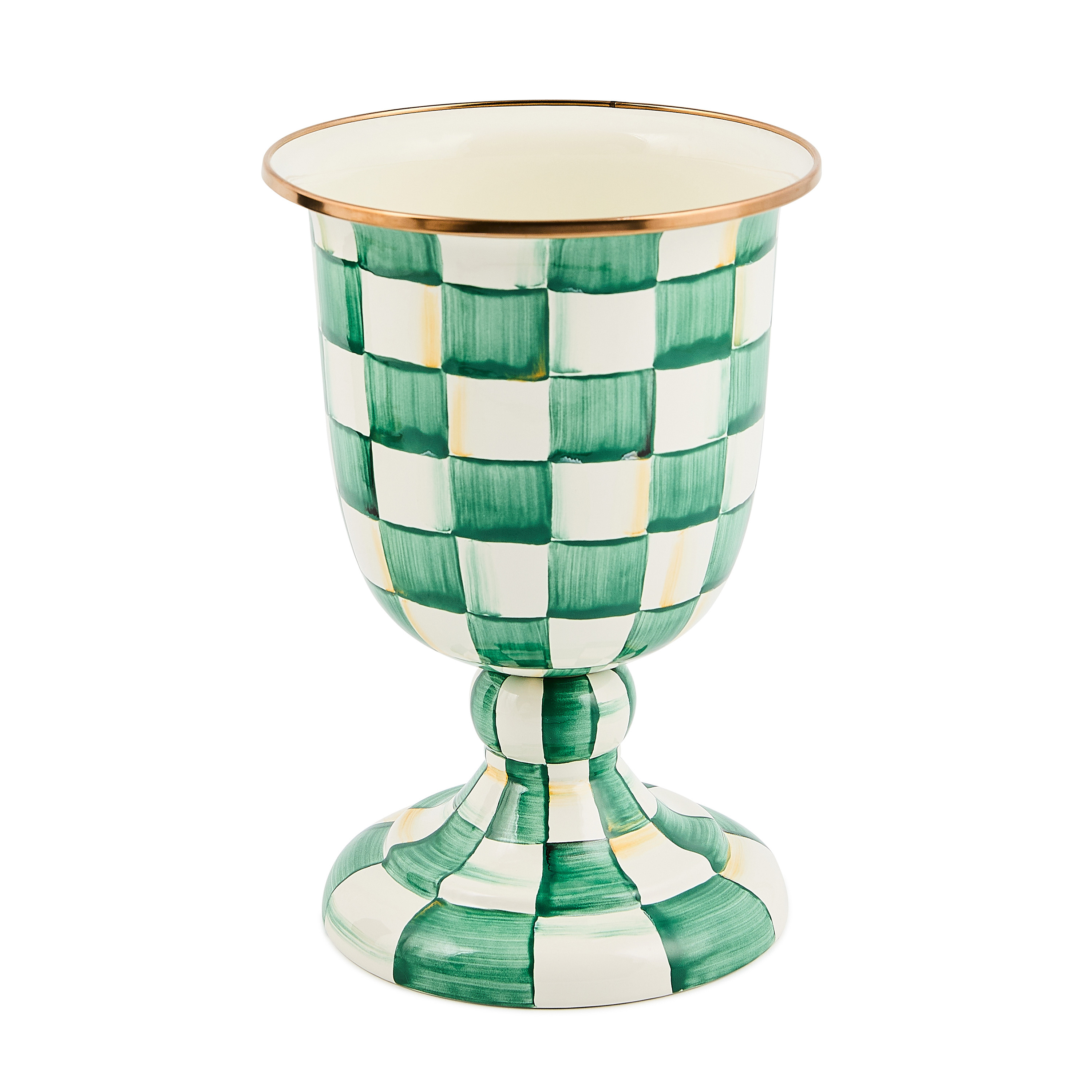 MacKenzie-Childs Emerald Check Pedestal Vase