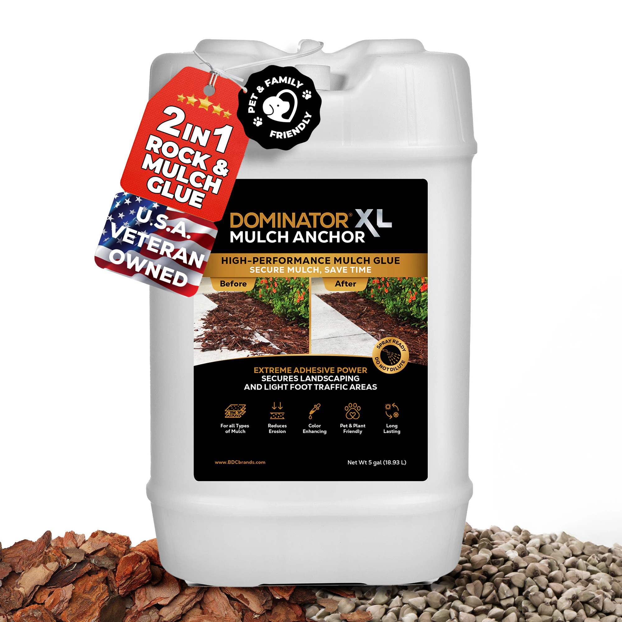 DOMINATOR Mulch Adhesive 5 Gallon(s) Clear Finish Mulch Dye | LMAX05G | Lowe's