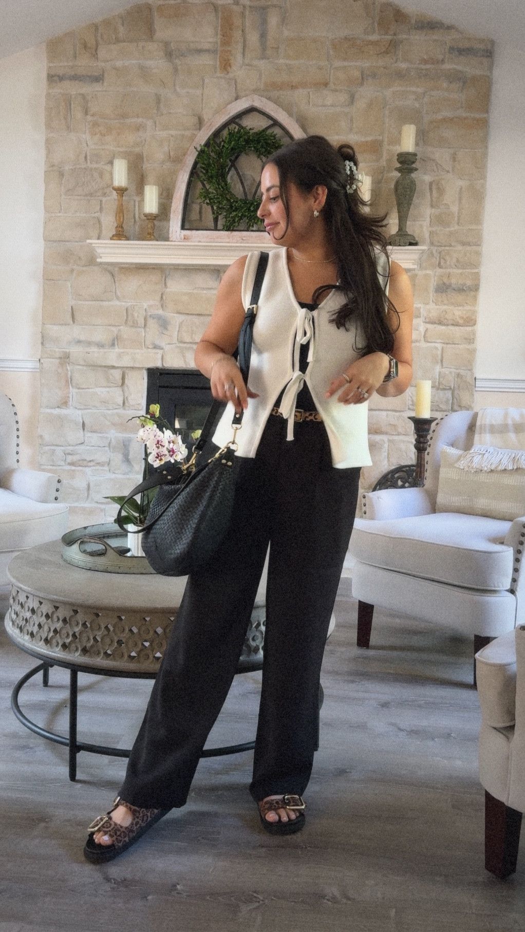 September Style Syllabus.
Back to school, cool mom edition. 
Perfect effortless trouser pants, pops of leopard and a tie sweater. Accessorized with an oversized leather crescent bag and sunglasses. Can easily be transitioned to fall with booties and a cardigan. 

#LTKFindsUnder100 #LTKWorkwear #LTKStyleTip