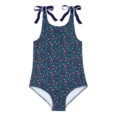 girls midnight vineyard tie knot one piece | minnow