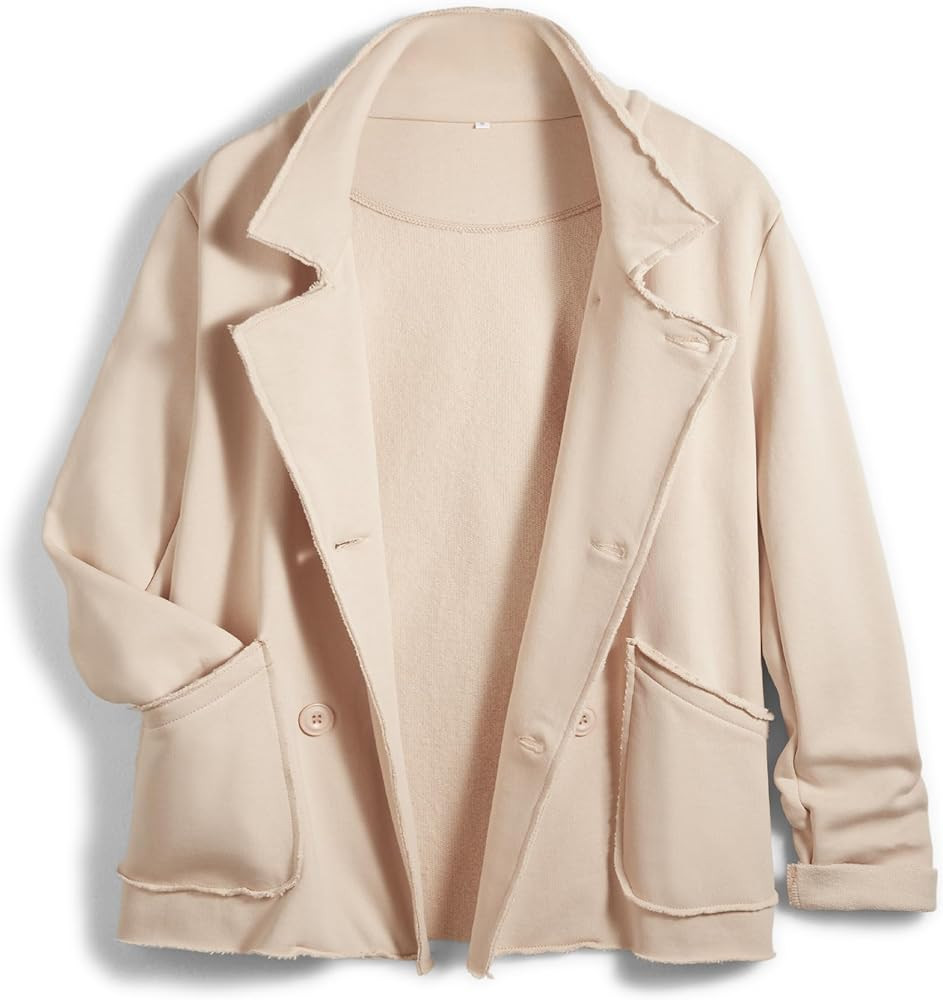 Women Warm Pea Coat Notched Lapel Neck Cropped Double Breasted Button Down Trench Overcoat Jacket... | Amazon (US)