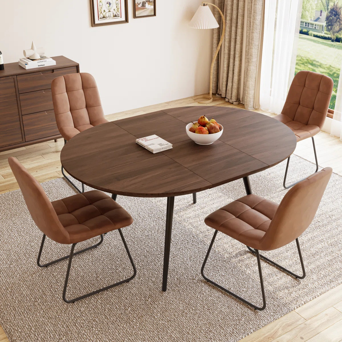 5 - Pieces Modern Kitchen Dining Set, 43'' to 59'' Extendable Dining Table Set with 32.8"H Uphols... | Wayfair North America
