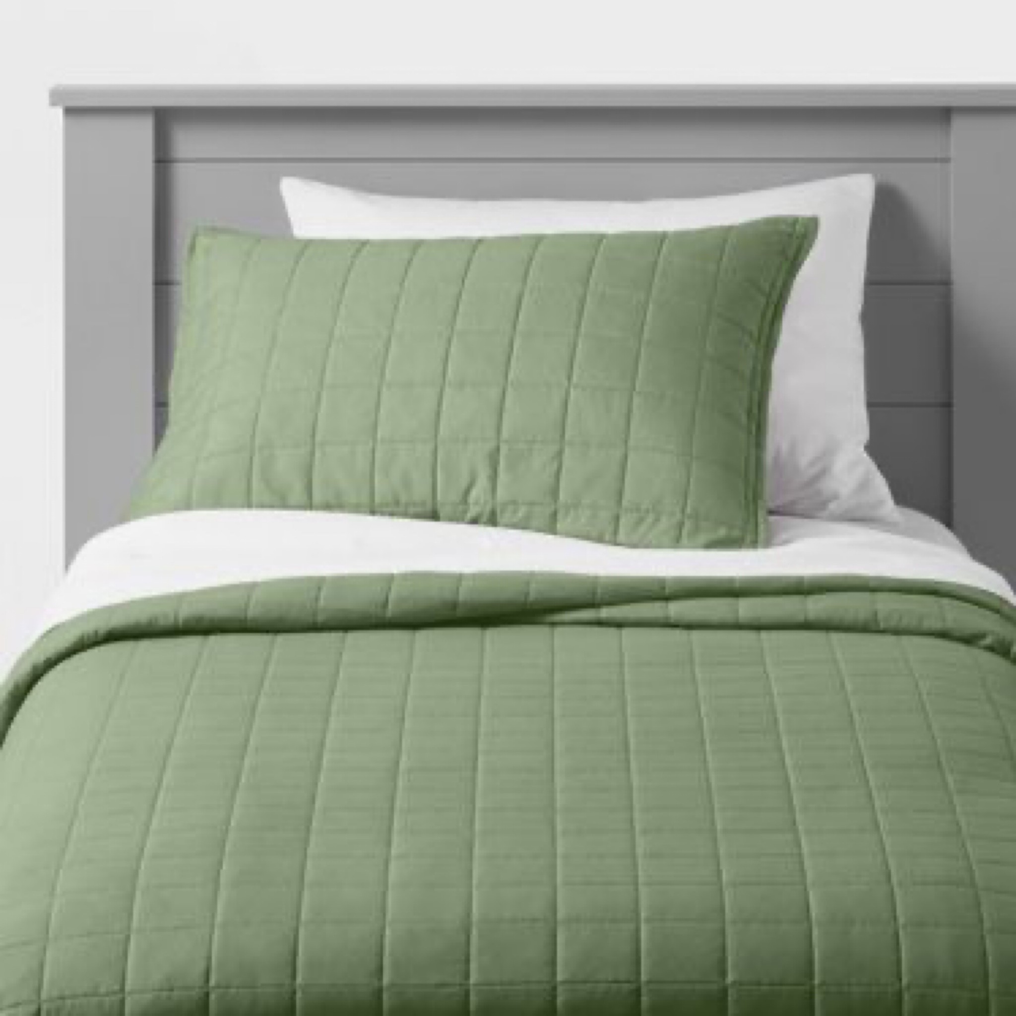 Went with a light sage (ish) green comforter / quit for the bed! Wanted something simple, but still added the dinosaur sheets underneath to make Van feel like the kid he is! 

#dinoroom #kidsroom #kidsbed #kidsroom #loftbed #lowloftbed #targetfinds #naturaldecor #boysroom #roomdecor #kidsbedding #boybedding #pillowcover #dinosaurbedroom 

#LTKunder50 #LTKstyletip #LTKhome