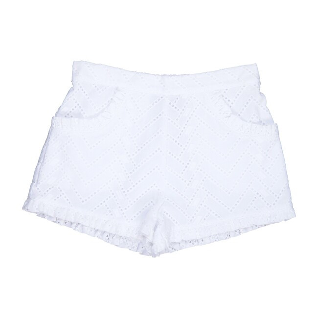 Busy Bees Phoebe Pocket Shorts, (White Eyelet, Size 12Y) Maisonette | Maisonette