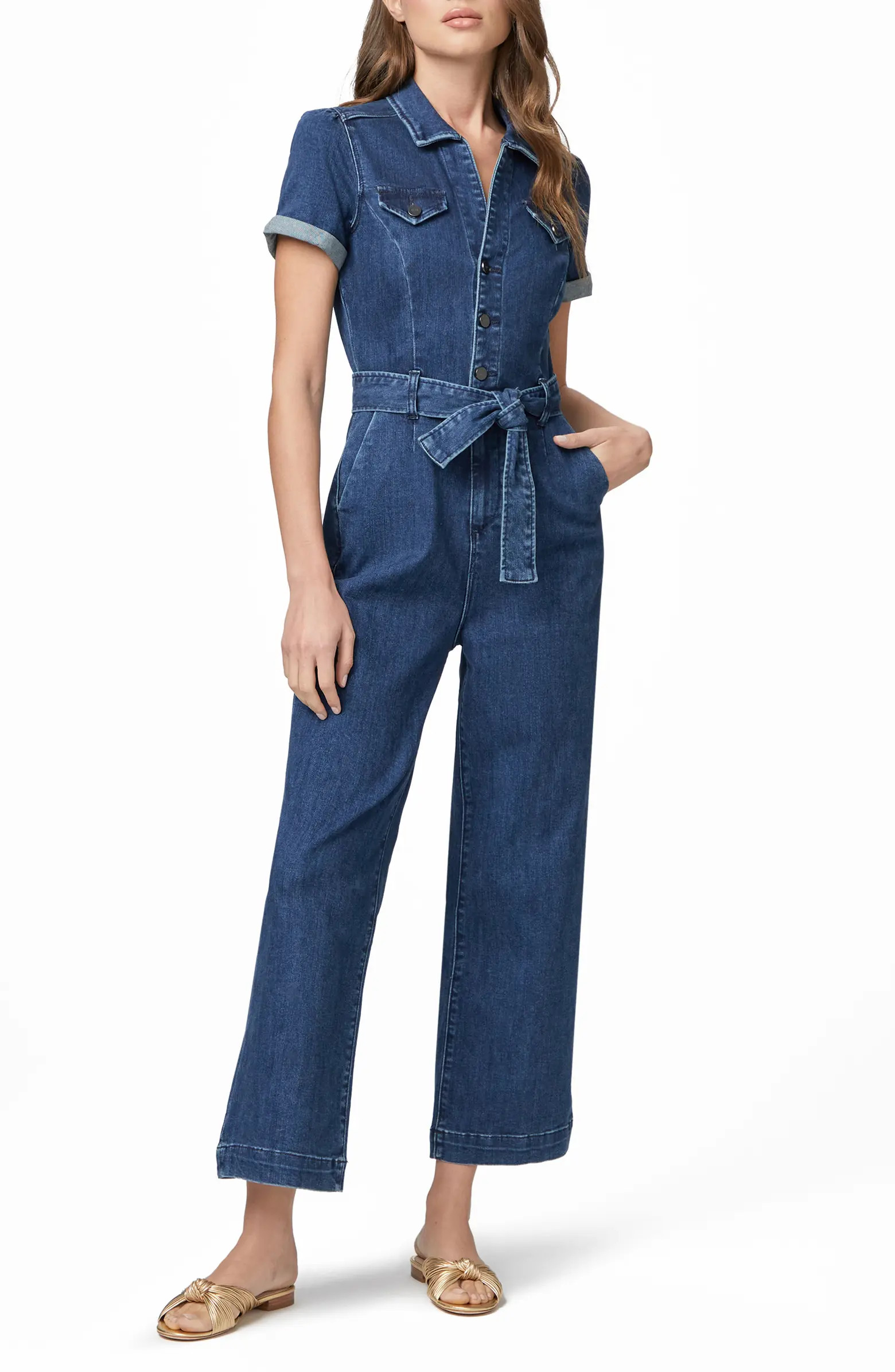 Anessa Short Sleeve Denim Jumpsuit | Nordstrom