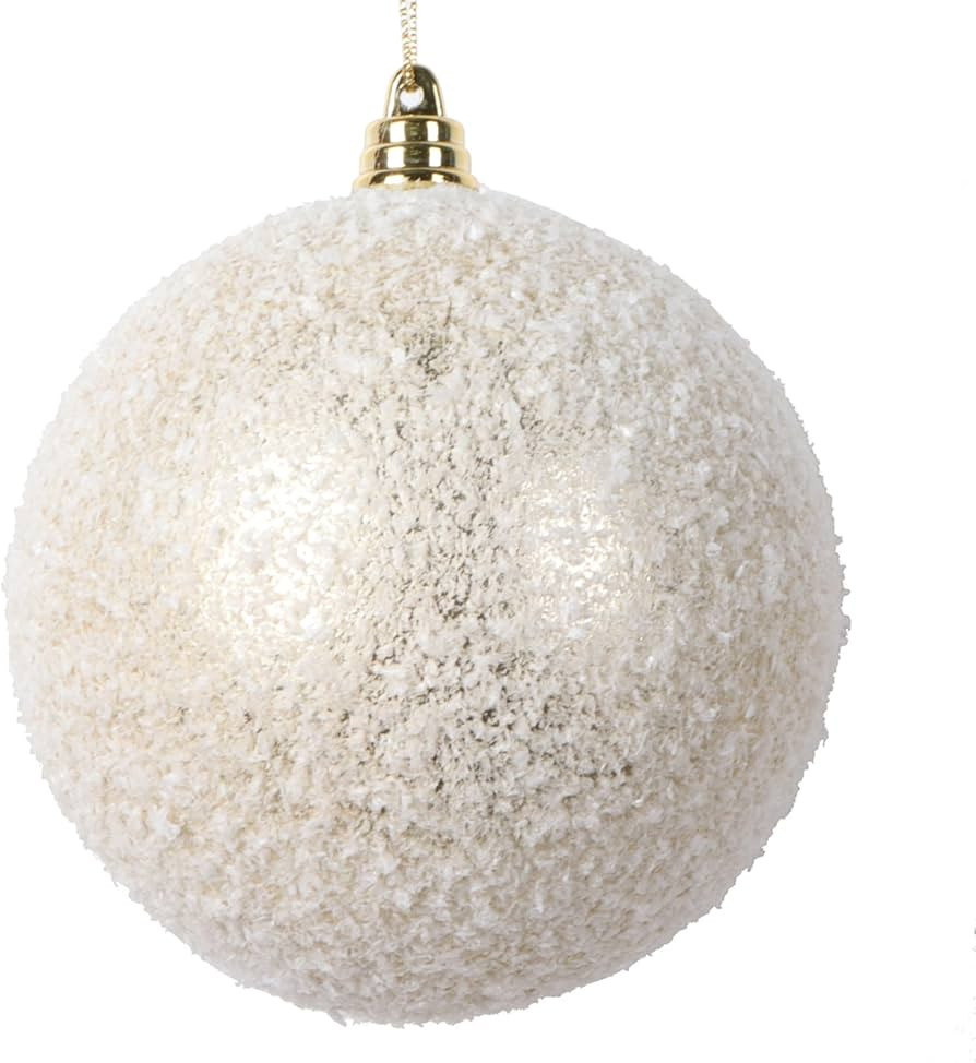 Vickerman 4" Champagne Matte Snow Covered Ornament, 4 per Bag. | Amazon (US)