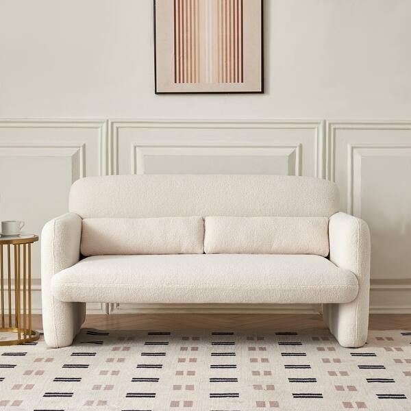 59"Lamb Fleece Fabric Sofa, Modern Loveseat Furniture for Apartment, Office, Living Room & Bedroo... | Bed Bath & Beyond