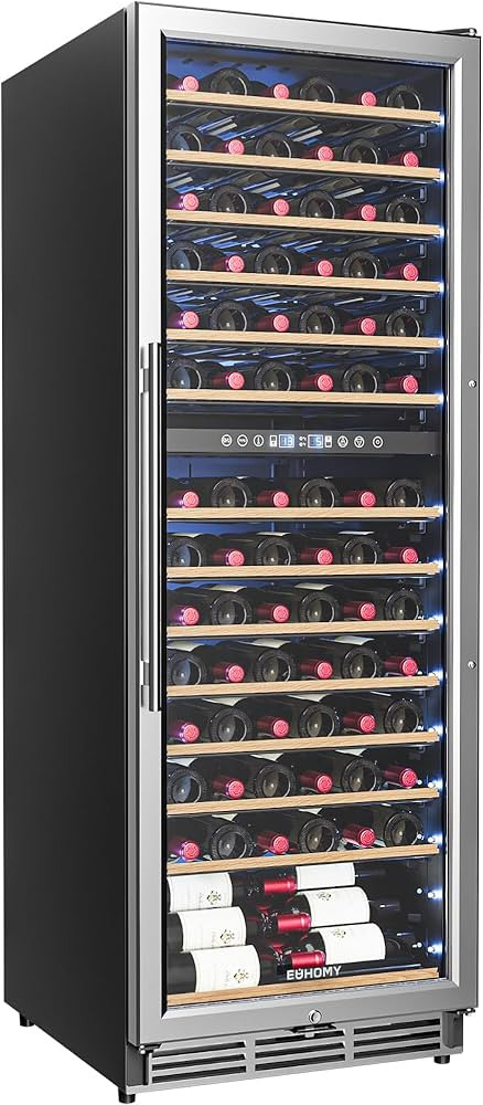 EUHOMY 24 Inch Wine Fridge Dual Zone, 154 Bottle Wine Cooler Refrigerator with Glass Door, Powerf... | Amazon (US)
