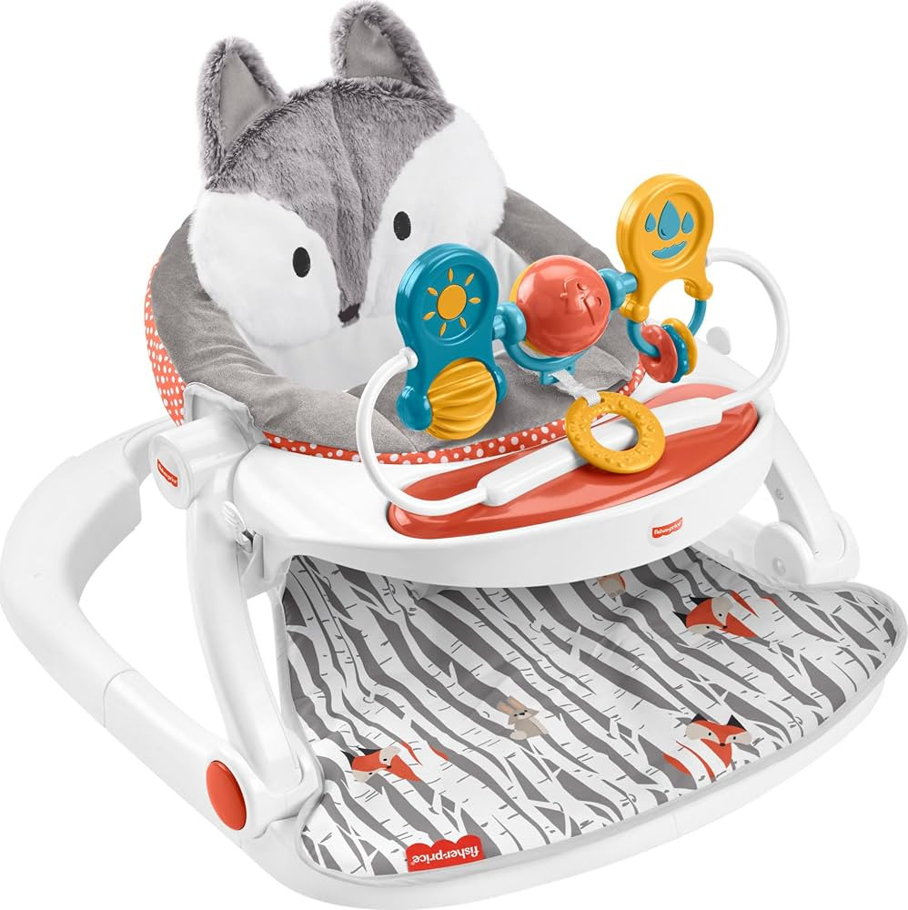 Fisher-Price Portable Baby Chair Premium Sit-Me-Up Floor Seat with Snack Tray, Toy Bar & Plush Wa... | Amazon (US)