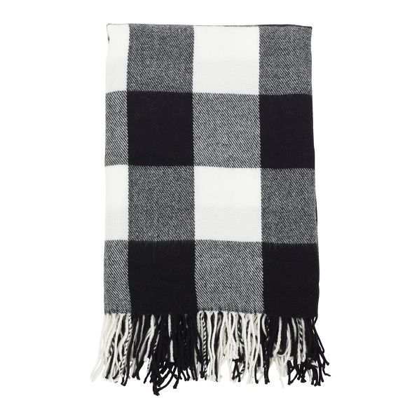 Buffalo Plaid Check Pattern with Tassel Trim Throw Blanket - Saro Lifestyle | Target