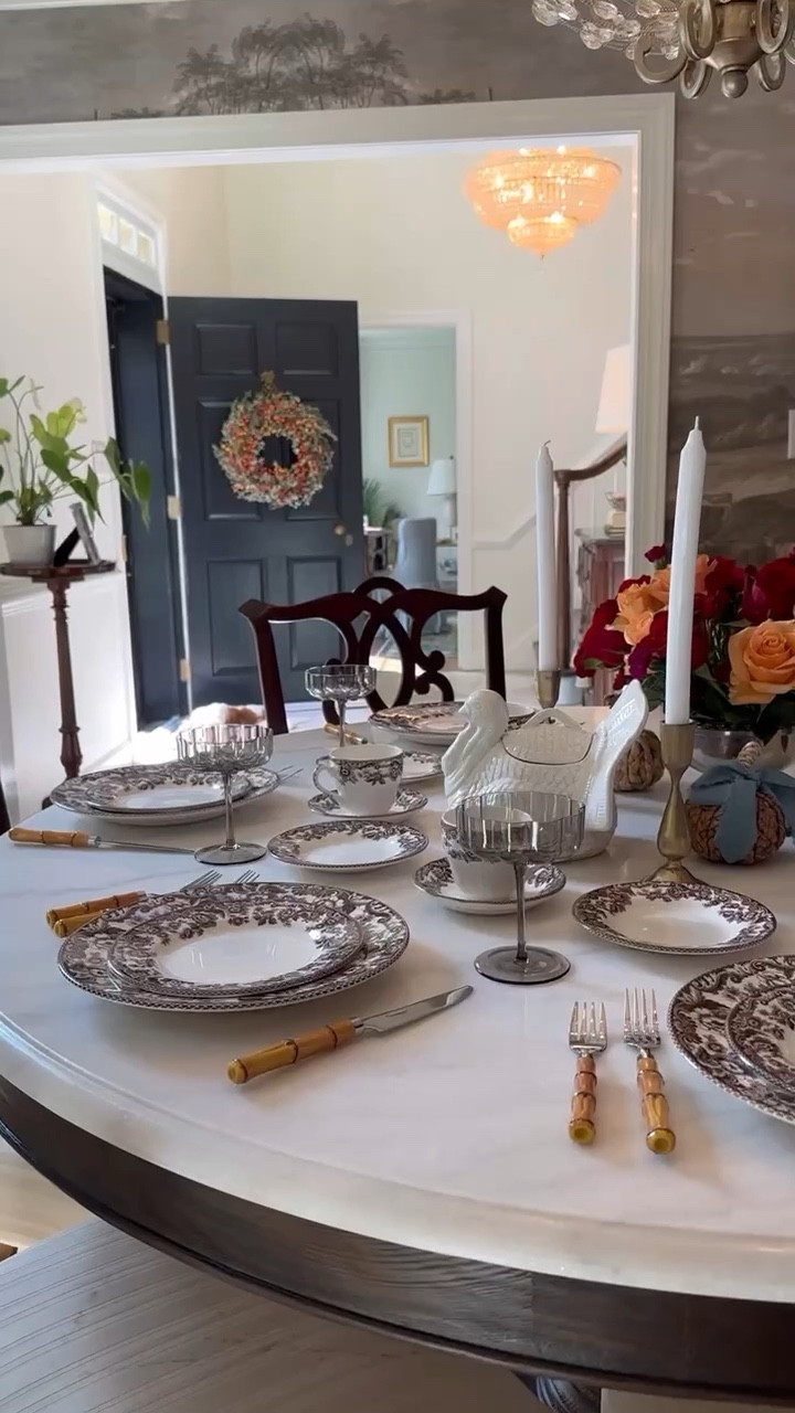 Love this fall tablescape. Fall decor, thanksgiving table, turkey decoration, Halloween decor, fall plates, hosting tips, classic style

#LTKFallSale #LTKHome