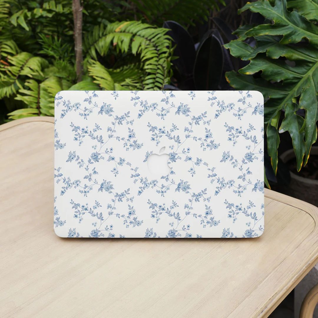 Beautiful Blue Floral MacBook Case for New MacBook Air 15 A2941, M1 M2 Air 13 A2681, A2337, A2338... | Etsy (US)