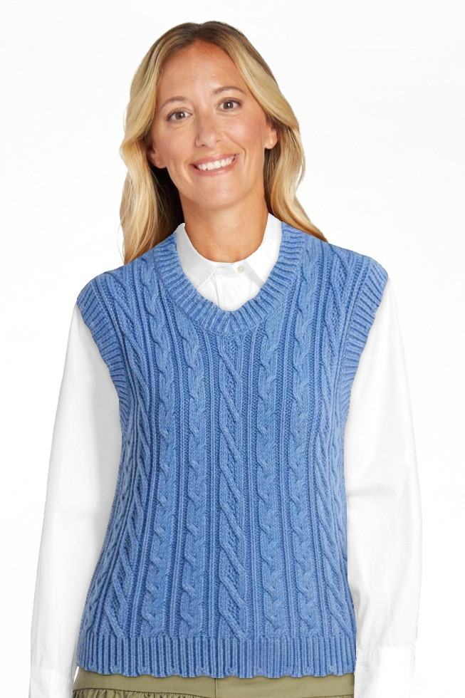 Free Assembly Women's Scalloped Cable Knit Cotton Vest, Sizes XS-XXL | Walmart (US)