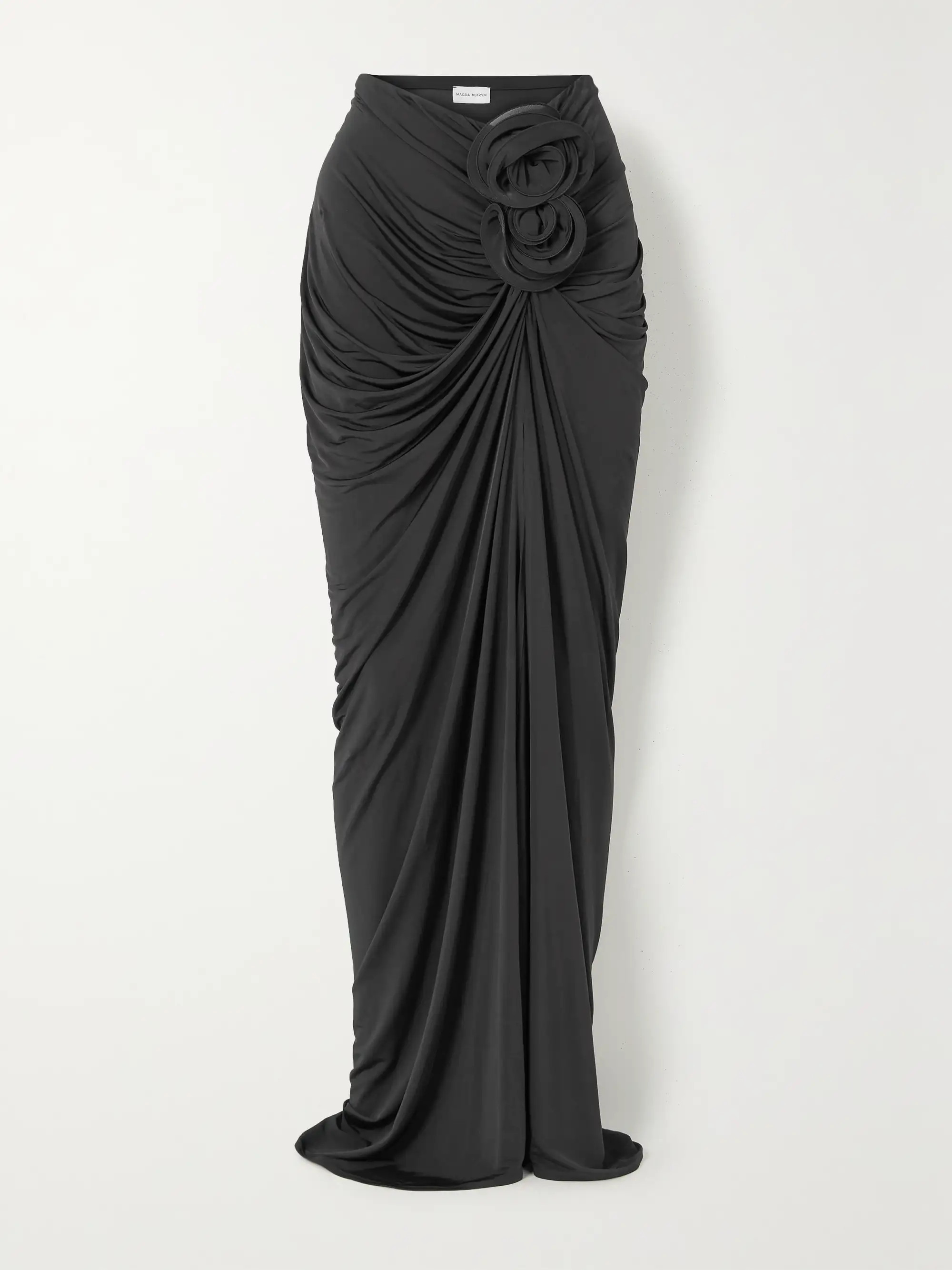 Appliquéd ruched stretch-jersey maxi skirt | NET-A-PORTER (US)