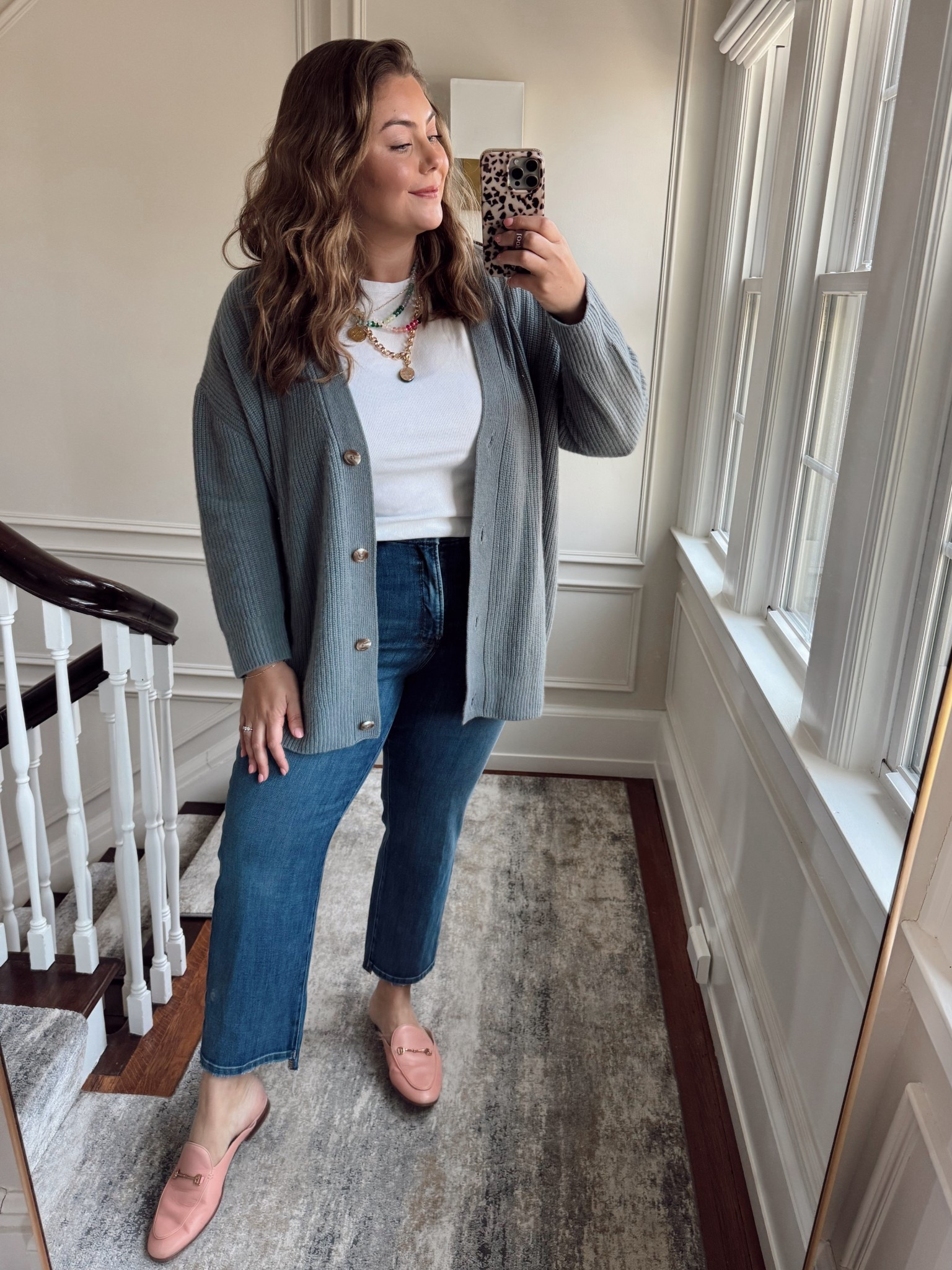 Spring outfit inspo - wearing size XL in cardigan, XXL Tall in T-shirt, 16Plus in jeans. Use CARALYNMIRAND at Loopy cases

#LTKSeasonal #LTKStyleTip #LTKPlusSize