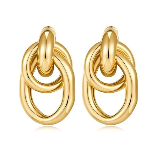 Gold Geometric Drop Dangle Earrings for Women Long Link Dangle Earrings Jewelry Gift | Amazon (US)