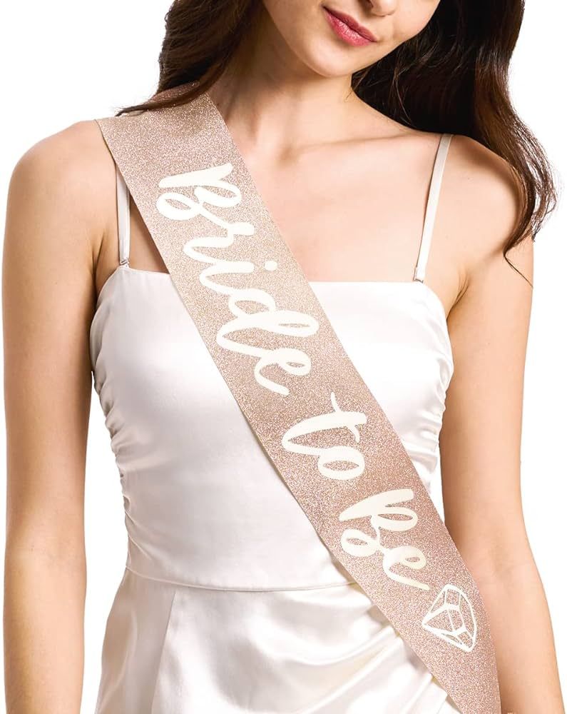 xo, Fetti Rose Gold Glitter Bachelorette Party Sash - Bride To Be | Bachelorette Party Decoration... | Amazon (US)