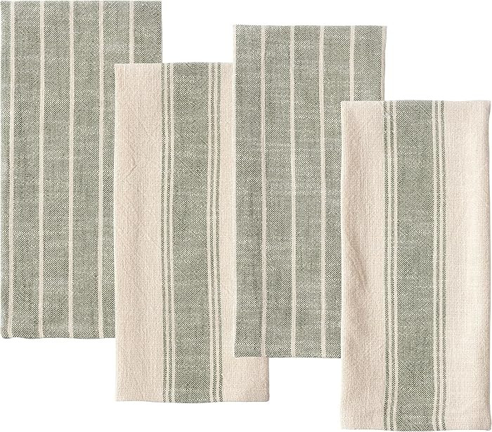 KAF Home Natural Rustic Farmhouse Slubbed Kitchen Towel | 100% Cotton Dish Towel, 18 x 28 Inches | Soft and Absorbent (Olive, Set of 4) | Amazon (US)