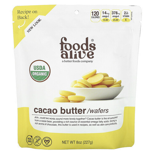 Foods Alive, Cacao Butter Wafers, 8 oz (227 g) | iHerb