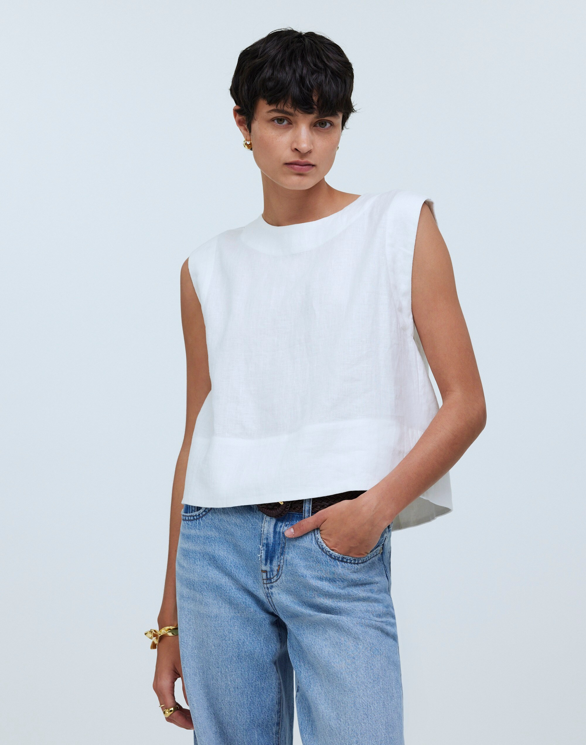 Bateau-Neck Tank in 100% Linen | Madewell