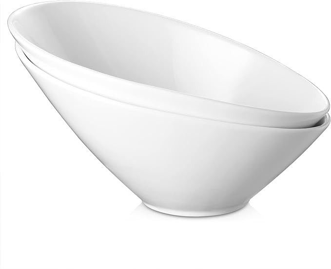 DOWAN Salad Bowls, 2 Packs Serving Bowls Porcelain, 26 Ounce Pasta Bowls, Elegant White Angled Ce... | Amazon (US)