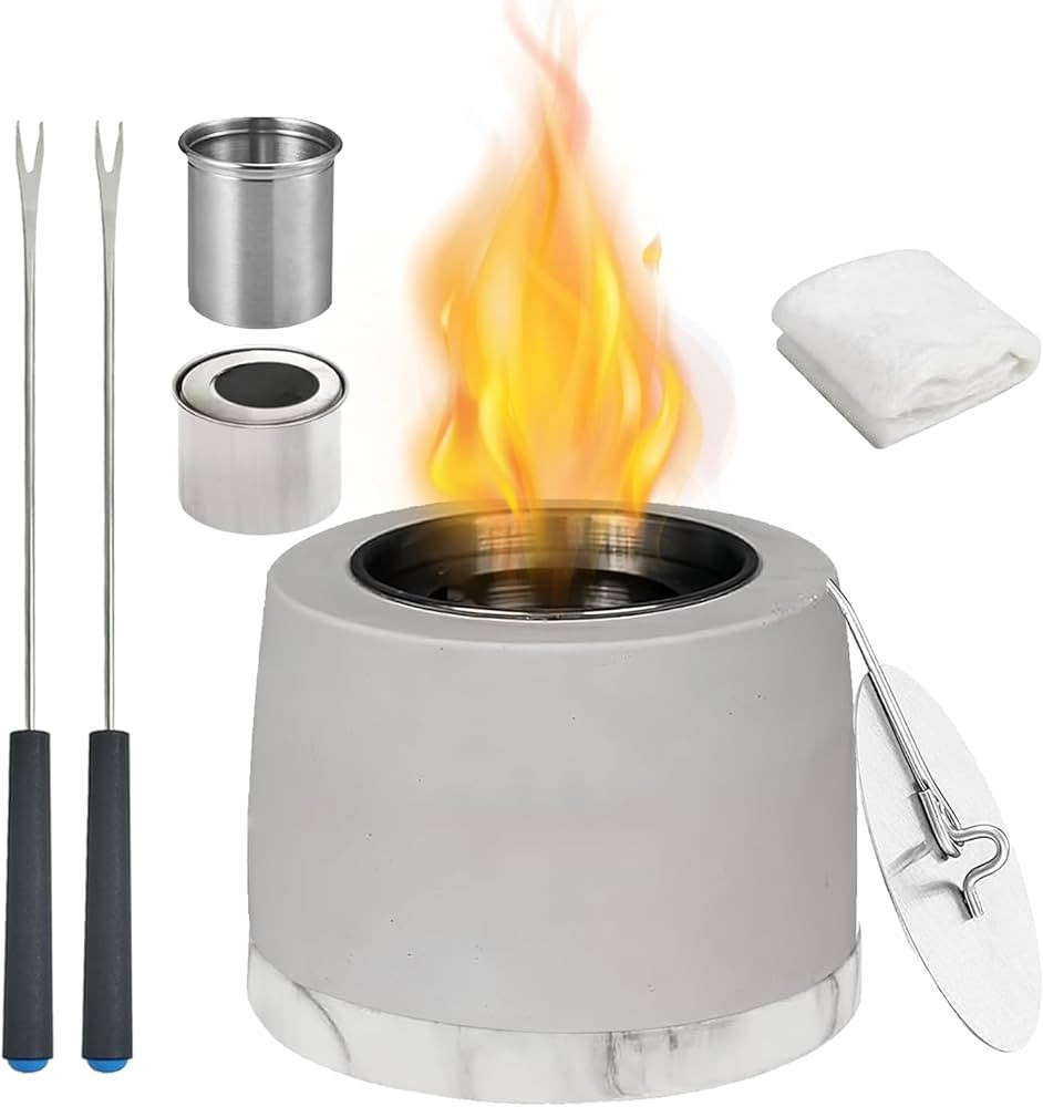 Tabletop Fire Pit, Concrete Table Top Fireplace Indoor Outdoor Rubbing Alcohol Burner Maker kit S... | Amazon (US)