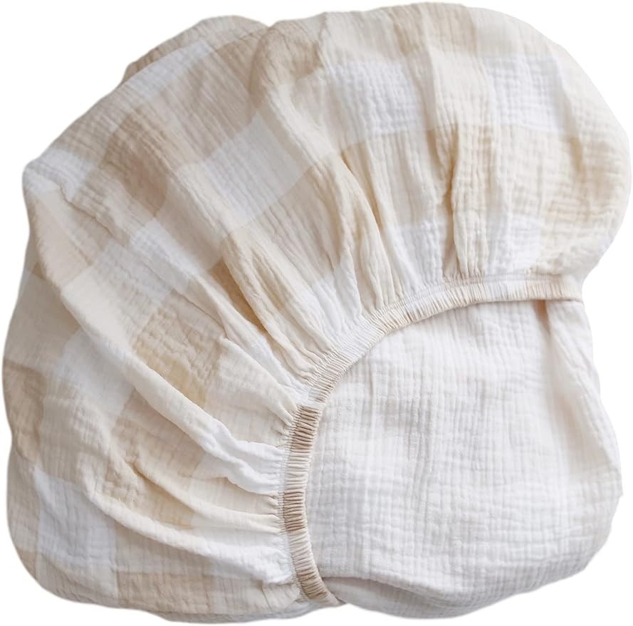 Marlowe & Co Cotton Muslin Crib Sheet, Fitted Crib Sheet for Baby Boy and Girl (Gingham) | Amazon (US)
