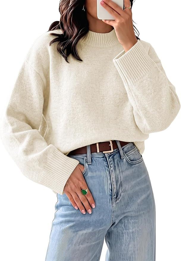 EVALESS Sweaters for Women Fall Long Sleeve Oversized Knit Pullover Tops | Amazon (US)