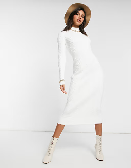 Skylar Rose knitted midaxi dress in cream | ASOS (Global)