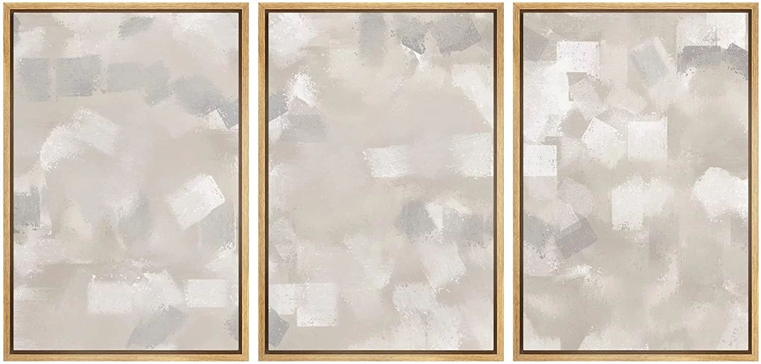 wall26 Framed Canvas Print Wall Art Set Gray, White & Tan Paint Smudge Display Abstract Shapes Il... | Walmart (US)