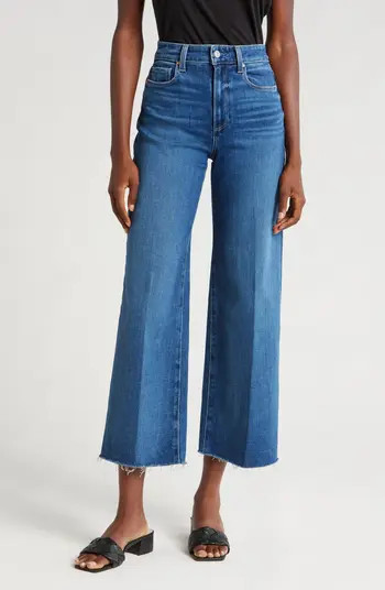 PAIGE Anessa Raw Hem Wide Leg Crop Jeans | Nordstrom | Nordstrom