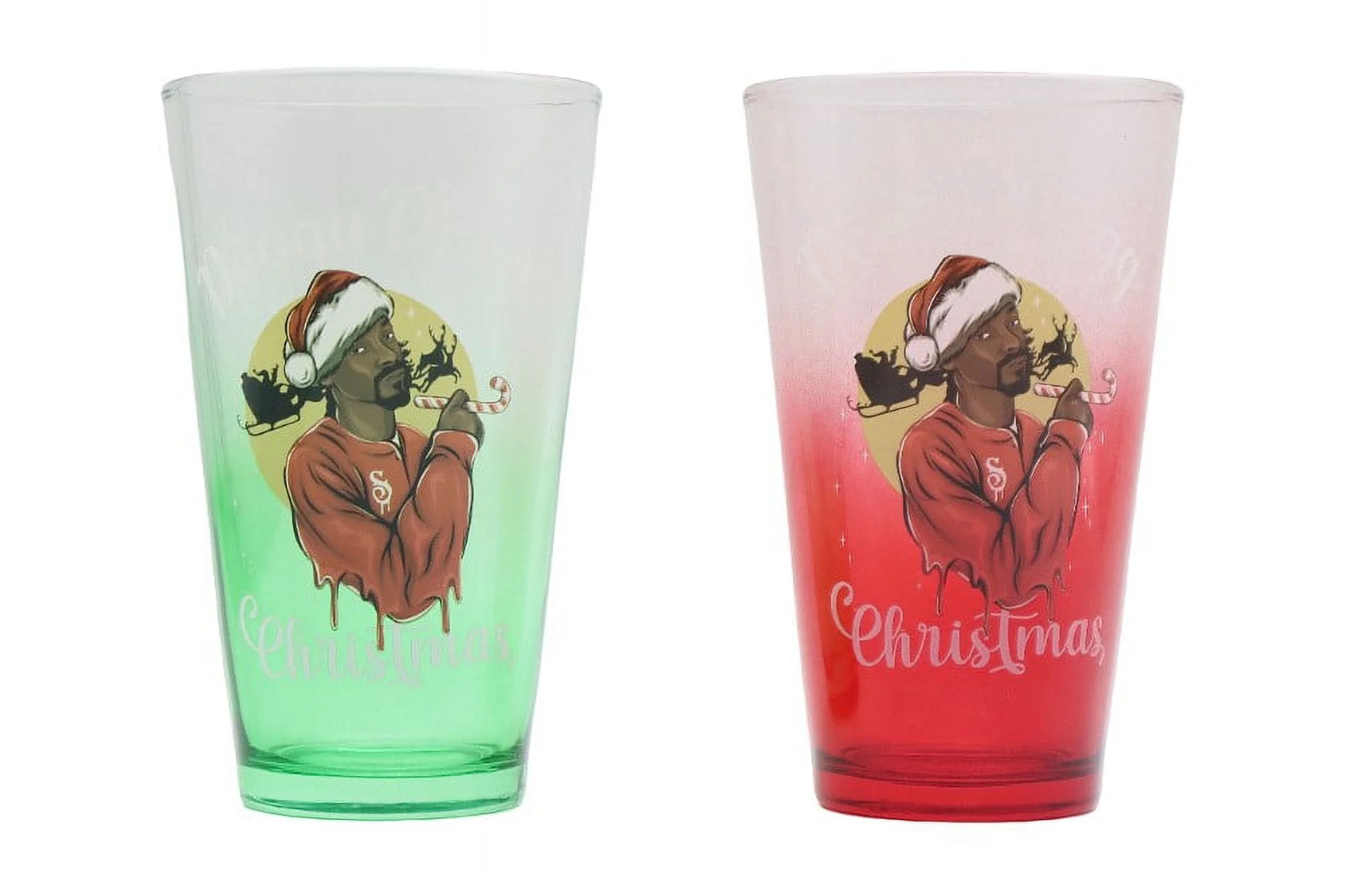Snoop Dogg Doggy Dogg Christmas 16oz Red & Green Pint Glass Set, Set of 2 | Walmart (US)