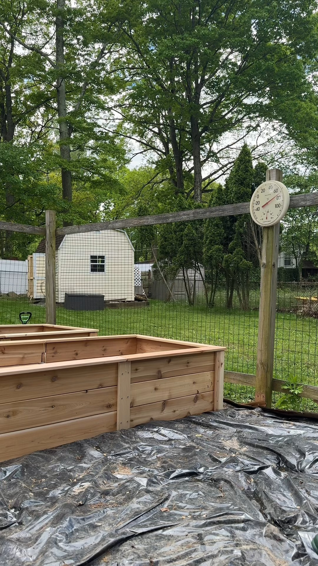 Cedar raised garden bed built from scratch and lined up along the fence before we filled it with soil. Simple backyard DIY that gives us way more growing space than the ground ever did. 

 #LTKSeasonal #LTKHome #LTKSaleAlert
