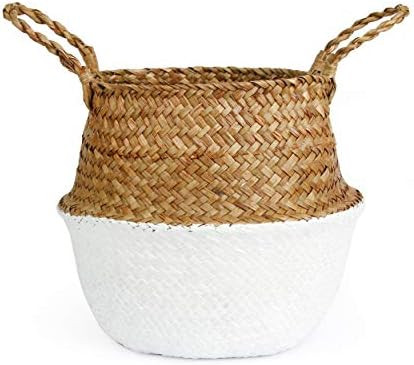 BlueMake Woven Seagrass Belly Basket for Storage, Laundry, Picnic, Plant Pot Cover, and Grocery a... | Amazon (US)