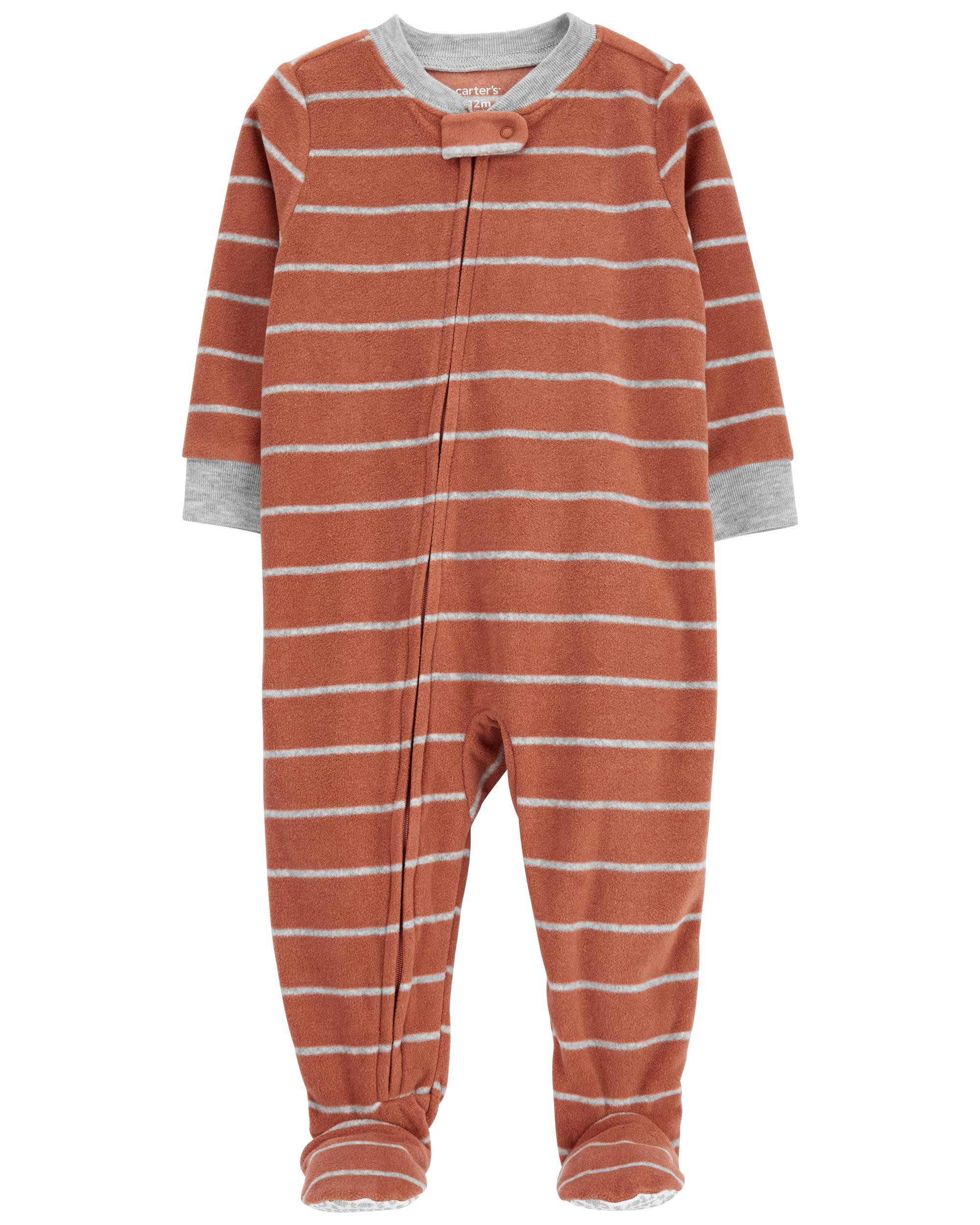 1-Piece Striped Fleece Footie PJs | Carter's