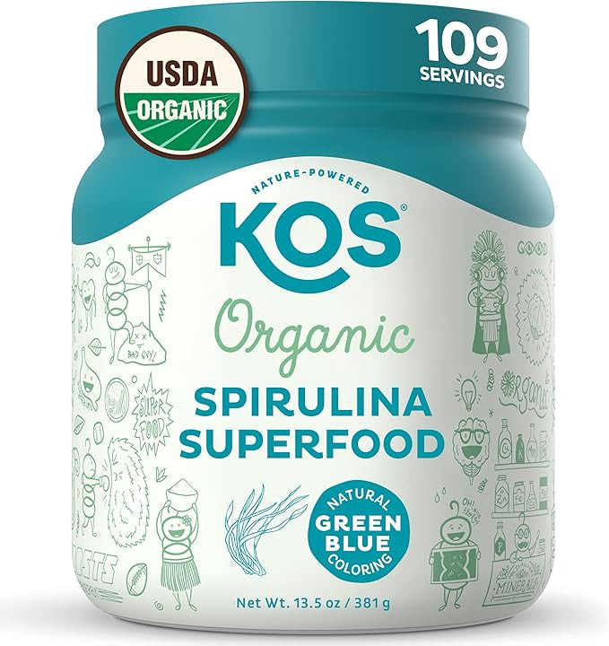 KOS USDA Organic Spirulina Powder - 100% Pure, Non-Irradiated Green Blue Spirulina Superfood Powd... | Amazon (US)