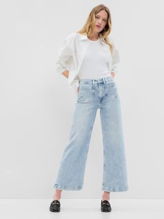 High Rise Stride Wide-Leg Ankle Jeans with Washwell | Gap (US)