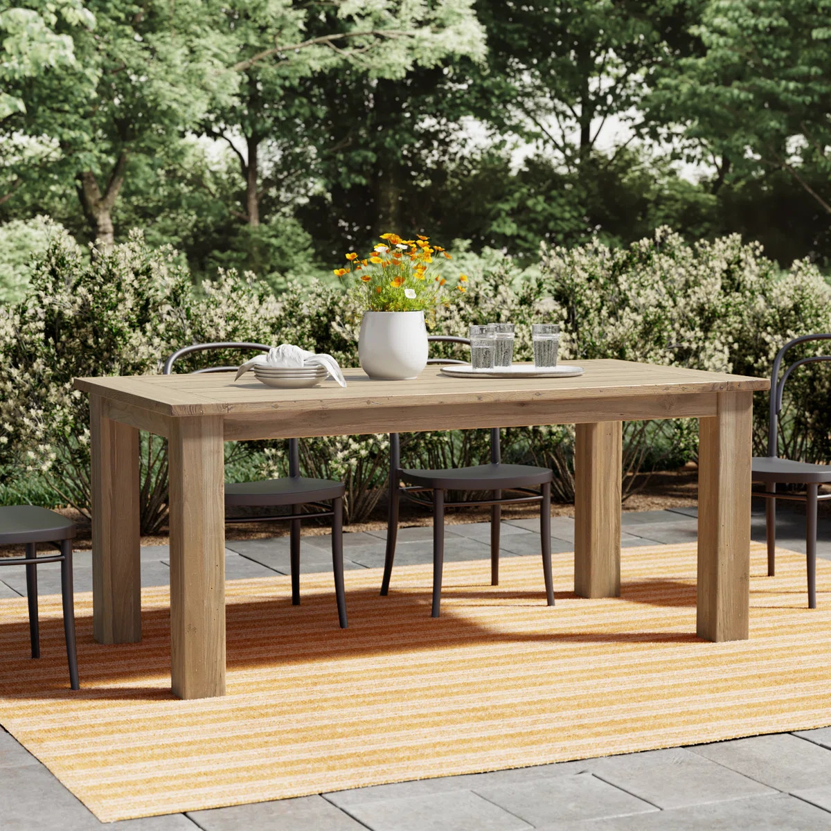Chadwick Rectangular Teak Outdoor Dining Table , in. W in. D | Wayfair North America
