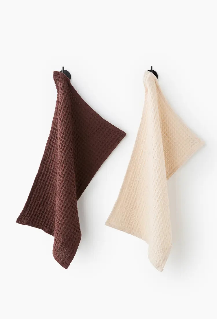 Lot de deux essuie-mains en nid d'abeille, 30x50cm, 100% coton | Monoprix Mode