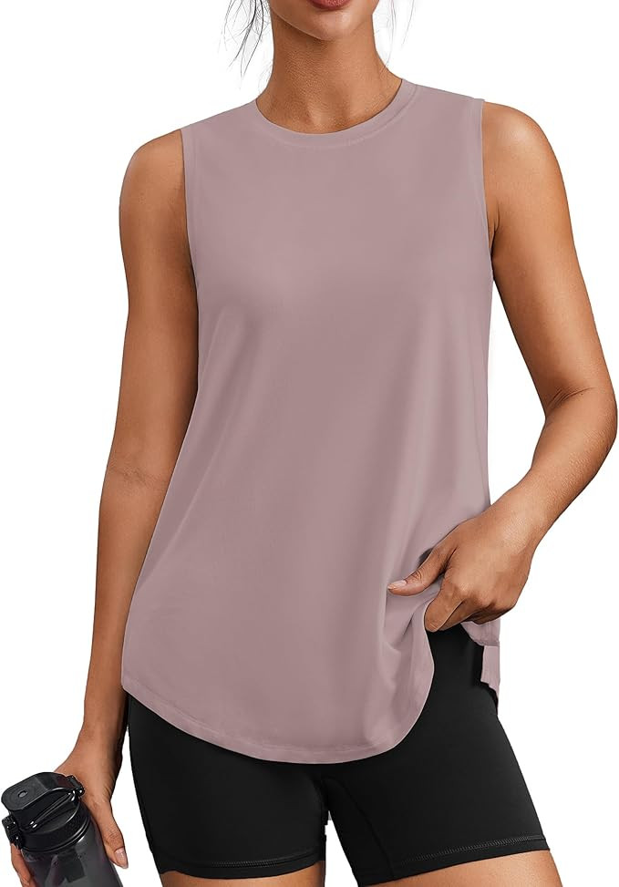 PINSPARK Workout Tops for Women Sleeveless Athletic Tank Tops UPF 50+ Running Tanks with Side Sli... | Amazon (US)