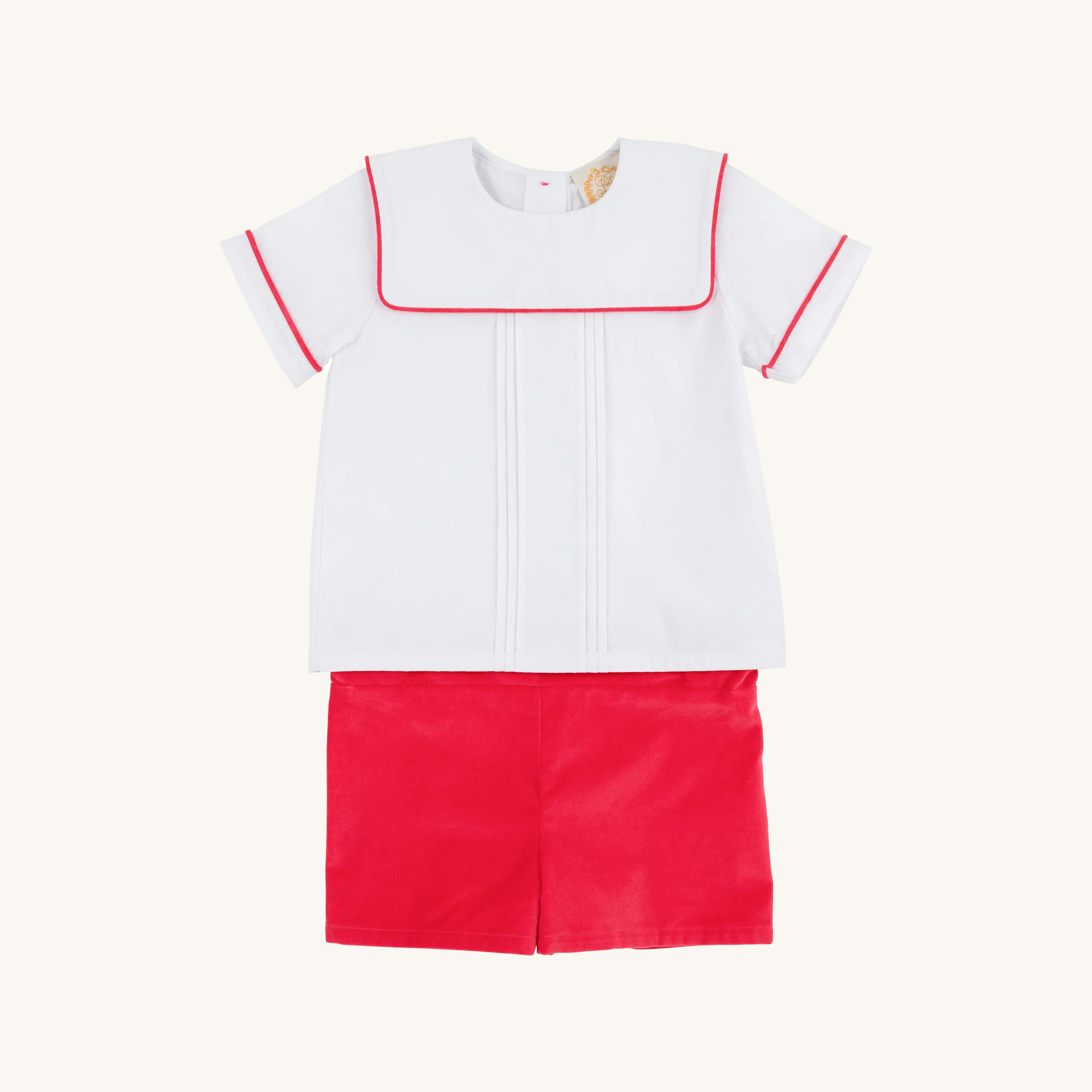 Shepherd Short Set - Worth Avenue White with Richmond Red Velveteen | The Beaufort Bonnet Company
