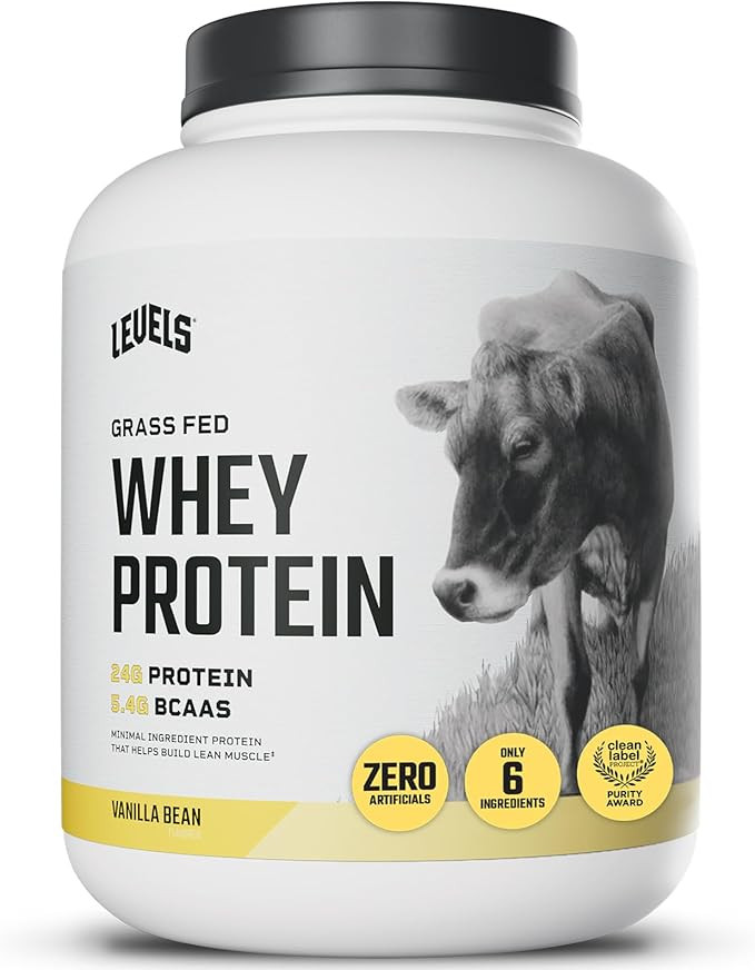 Levels Grass Fed Whey Protein Powder, No Artificials, 24G of Protein, Vanilla Bean, 5LB | Amazon (US)