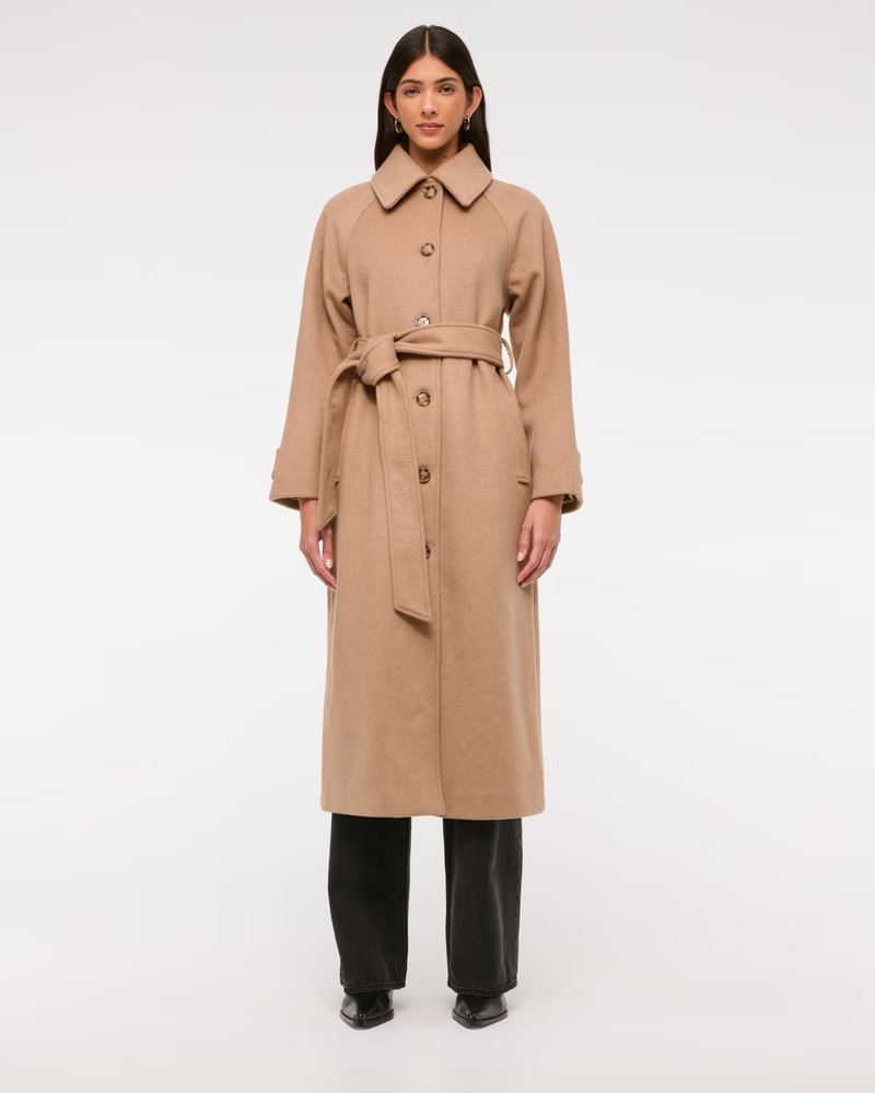 Women's Wool-Blend Belted Coat | Women's Clearance | Abercrombie.com | Abercrombie & Fitch (US)