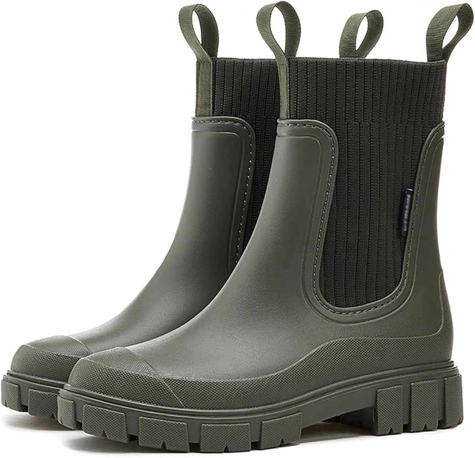 Women's Waterproof Lug Sole Chelsea Ankle Boots fashion slip-on Platform Chunky Heel Combat booti... | Amazon (US)