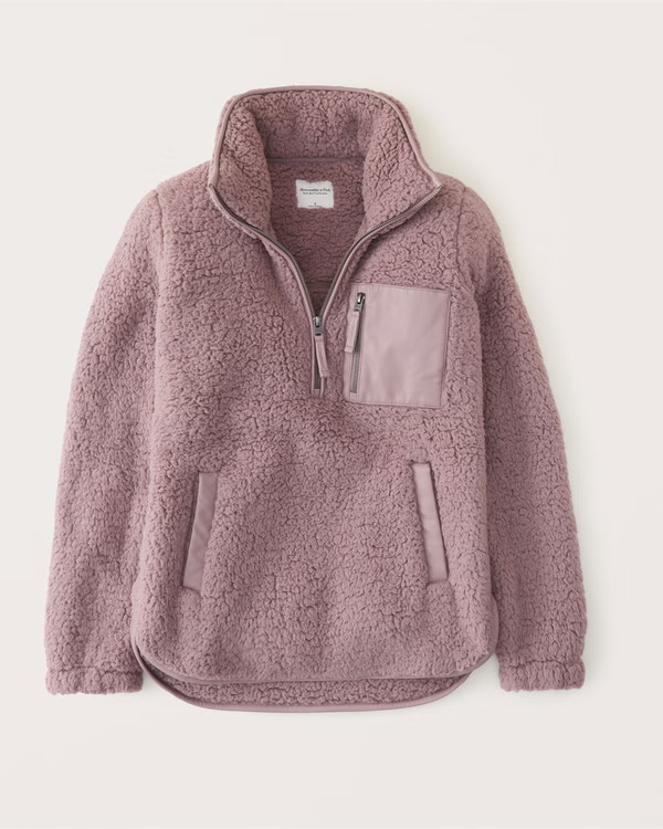 Sherpa Half-Zip Elevated Trim Sweatshirt | Abercrombie & Fitch (US)