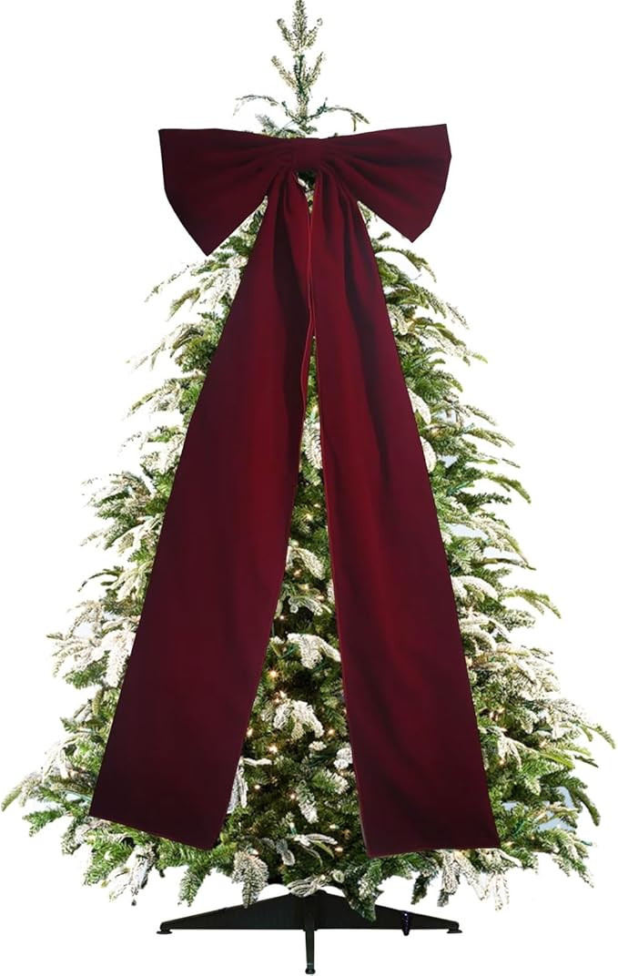Valcatch Extra Large Christmas Velvet Bow Tree Topper, 70 x 20 Inches Xmas Ribbon Bow Decorations... | Amazon (US)