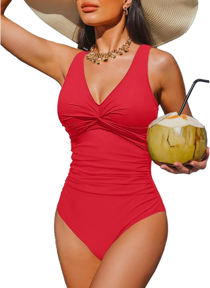 Holipick Women Tummy Control One Piece Swimsuit - Push Up Bathing Suit Full Coverage Slimming Swi... | Amazon (US)